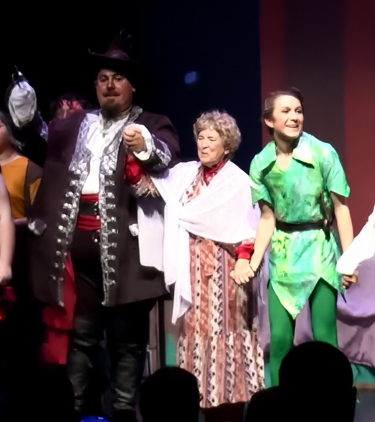 Curtain call: Darrell Calk as Captain Hook takes a bow with Margaret Kerry and Peter Pan